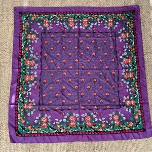 Talbots silk Japan 35” Square purple/yellow floral scarf